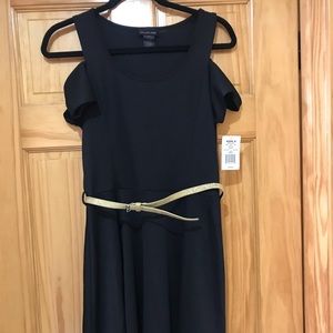 Ultra Flirt large black open shoulder dress